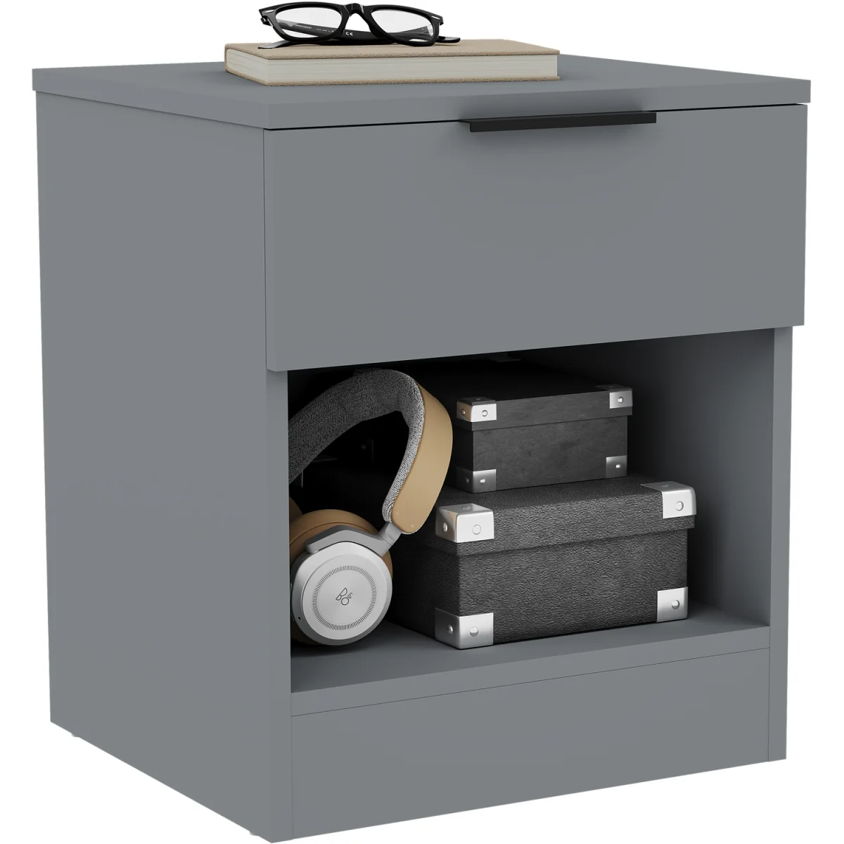 Trega 1 Drawer Bedside Chest - Black – image 32