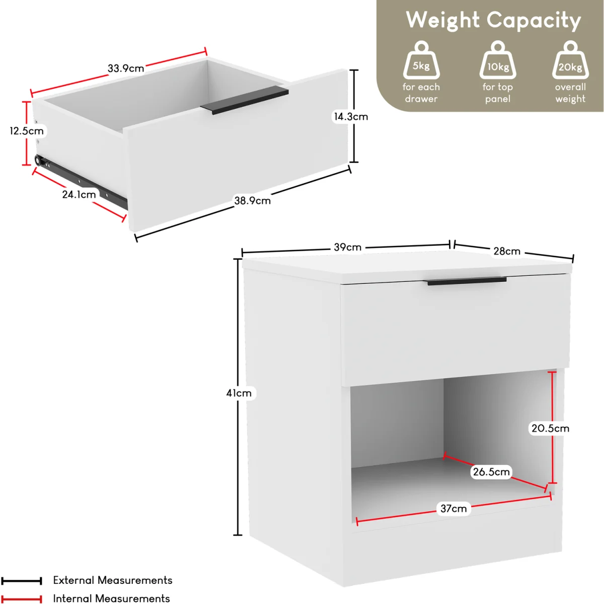 Trega 1 Drawer Bedside Chest - Black – image 6