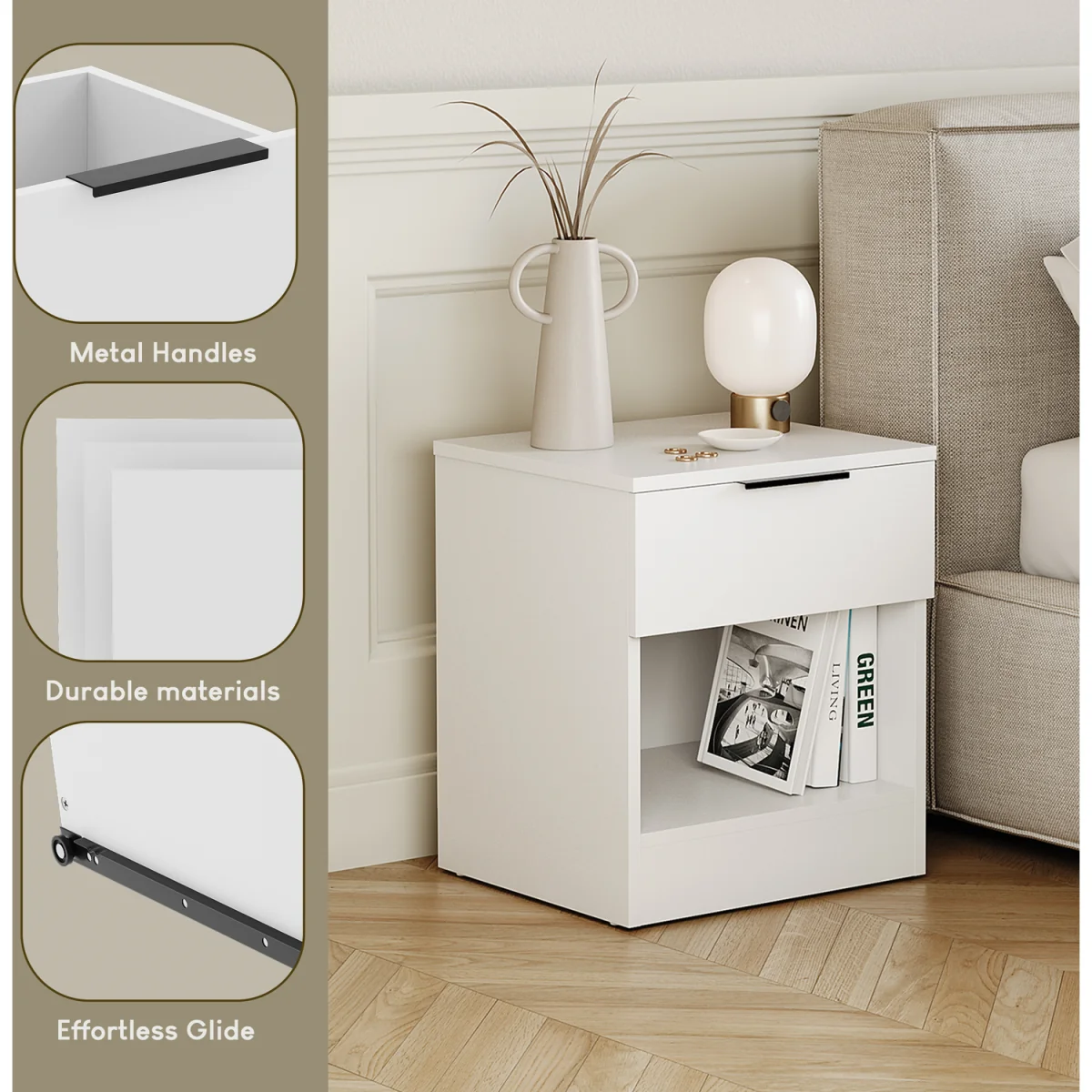 Trega 1 Drawer Bedside Chest - Black – image 7