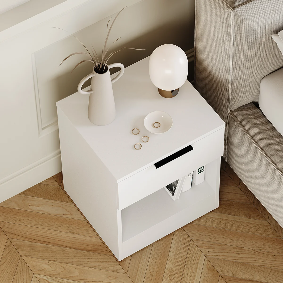 Trega 1 Drawer Bedside Chest - Black – image 8