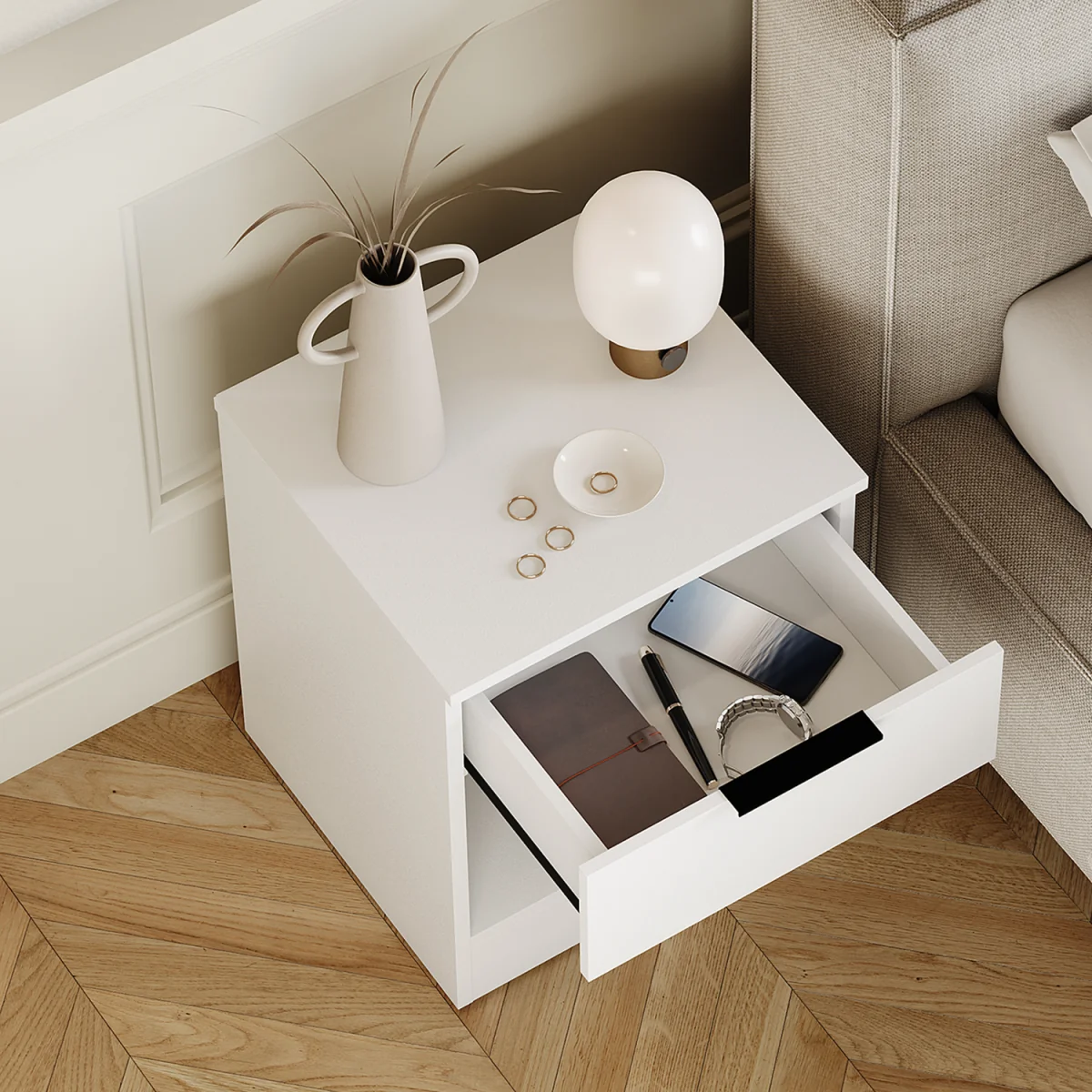 Trega 1 Drawer Bedside Chest - Black – image 9