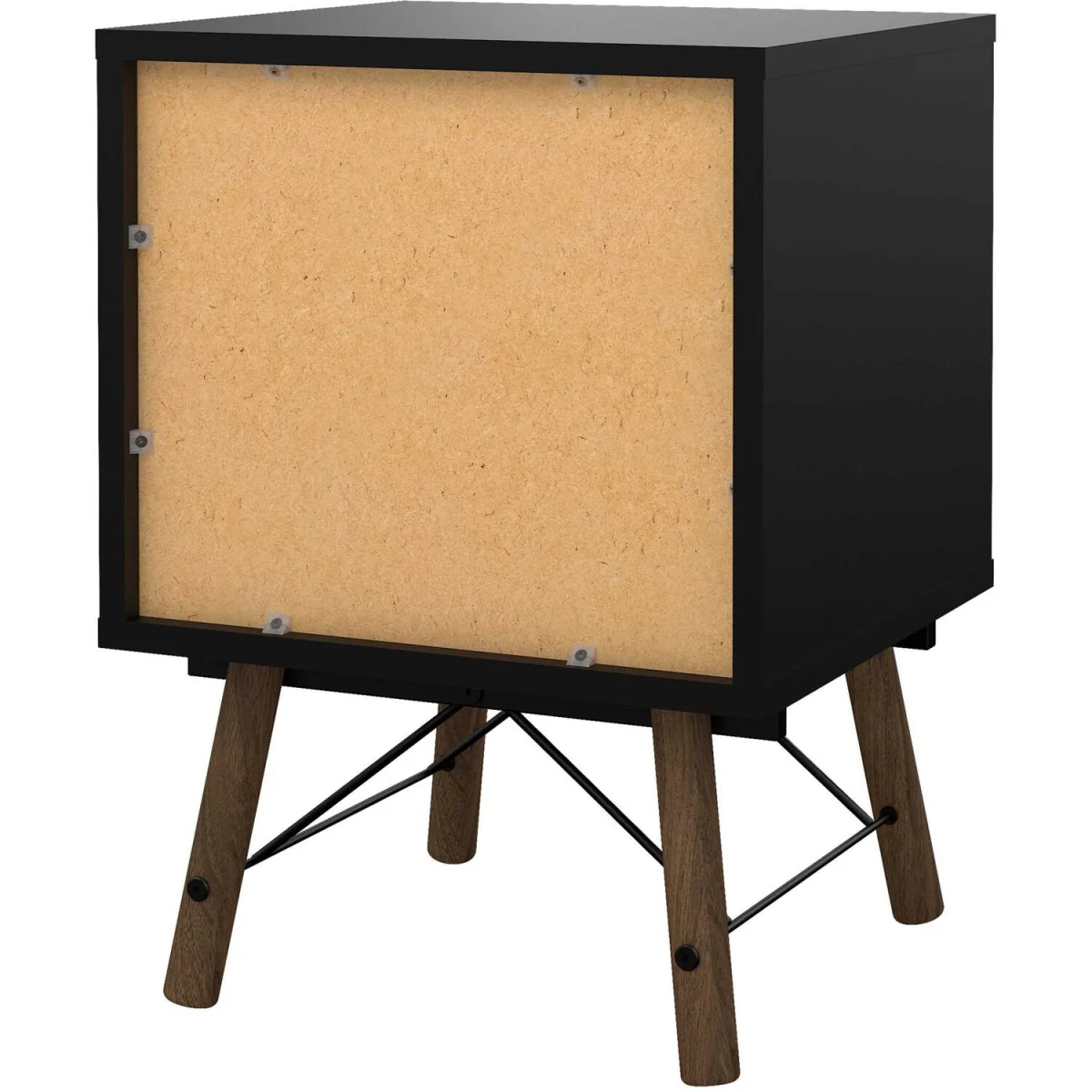 Juno Bedside Table - Dark Walnut with Black Hairpin Legs, 2 Drawers - Black – image 2