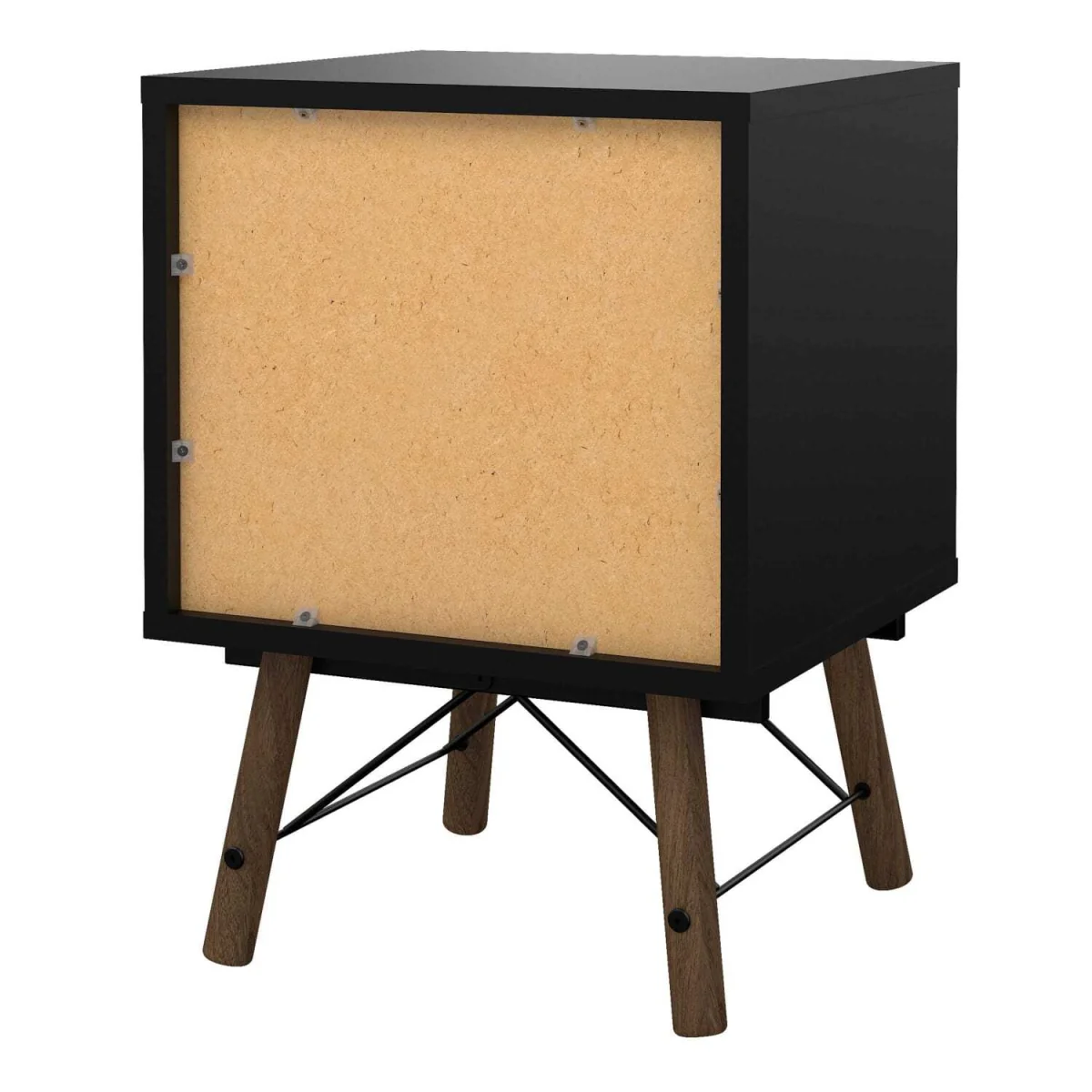Juno Bedside Table - Dark Walnut with Black Hairpin Legs, 2 Drawers - Black – image 6