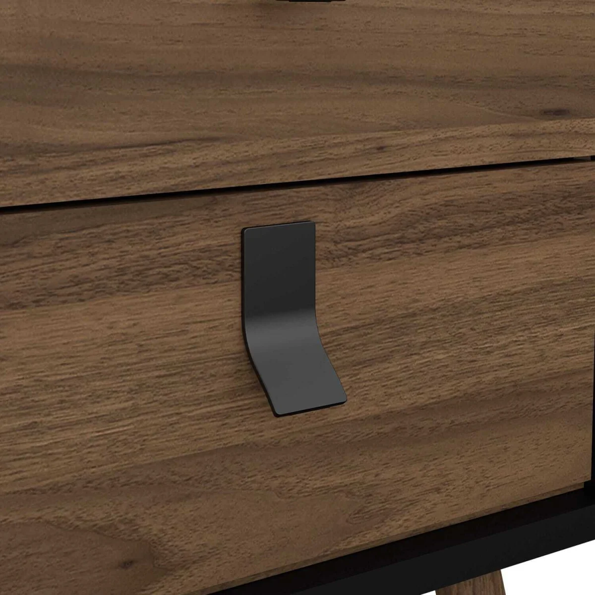 Juno Bedside Table - Dark Walnut with Black Hairpin Legs, 2 Drawers - Black – image 8
