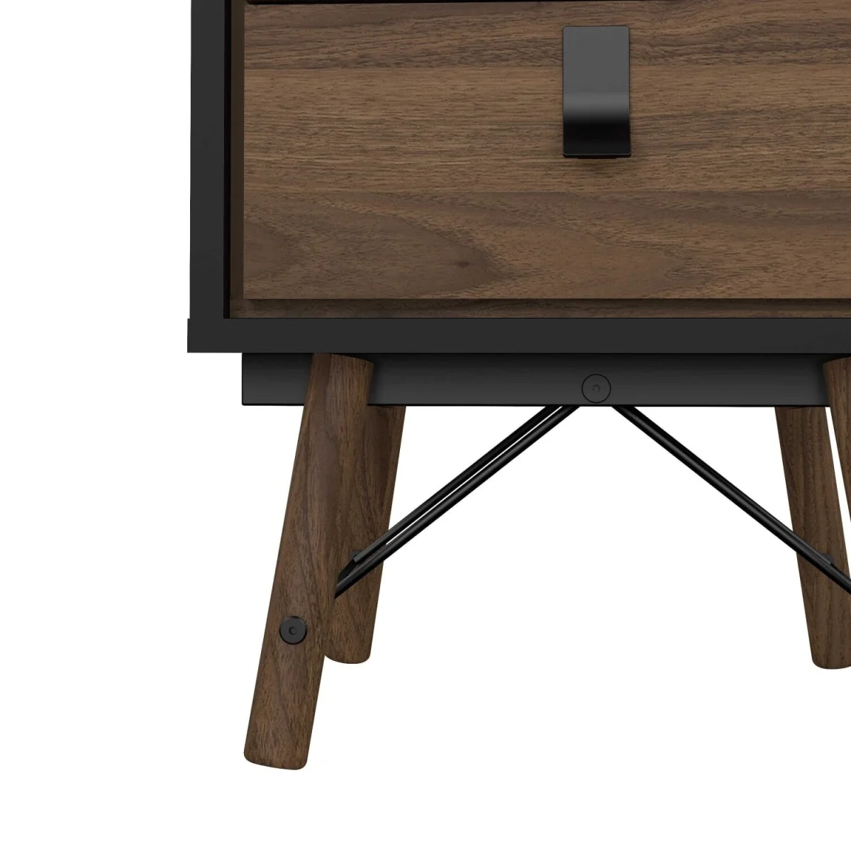 Juno Bedside Table - Dark Walnut with Black Hairpin Legs, 2 Drawers - Black – image 9
