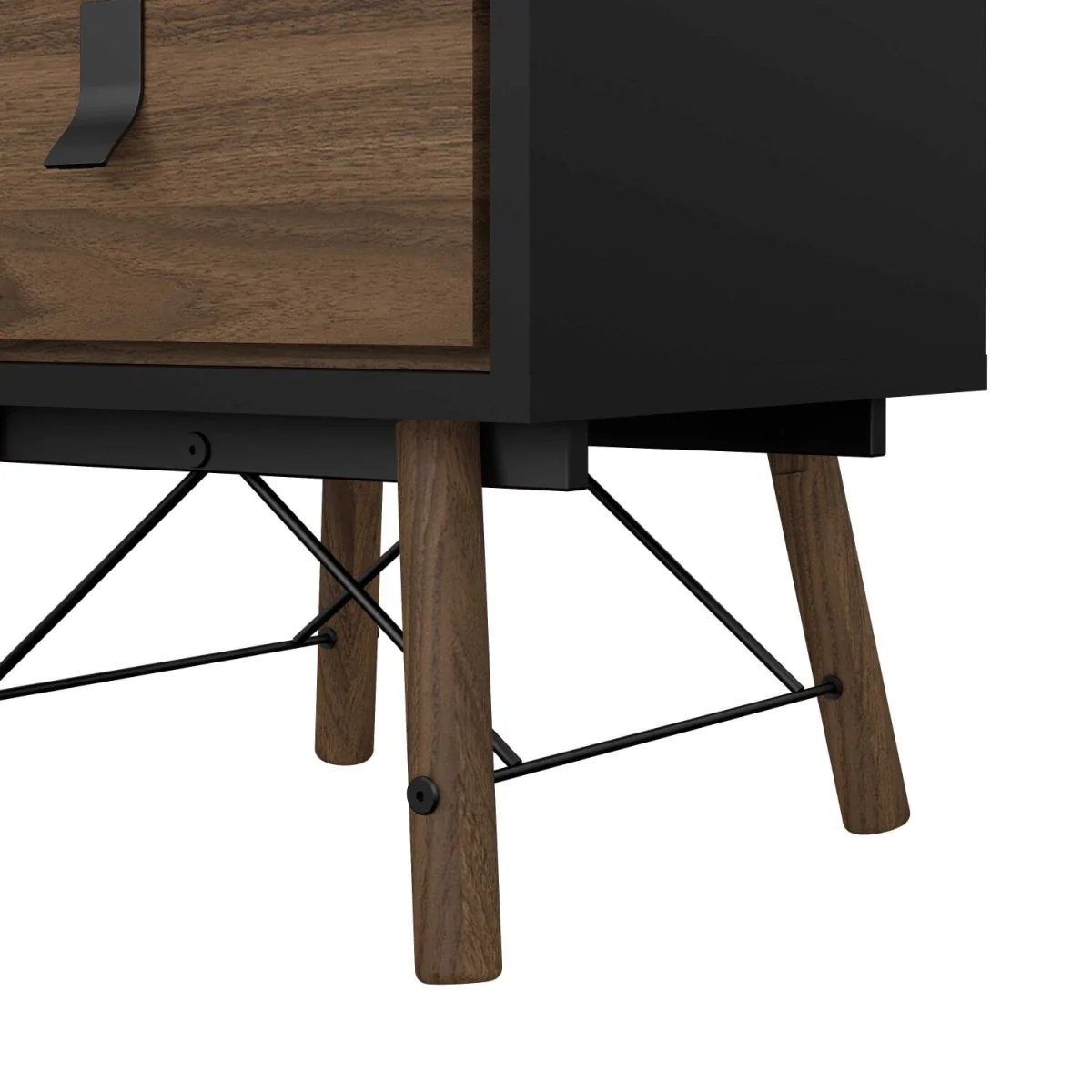Juno Bedside Table - Dark Walnut with Black Hairpin Legs, 2 Drawers - Black – image 10