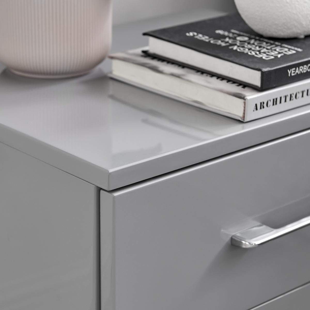 Fossano High Gloss Bedside Table - Grey – image 5