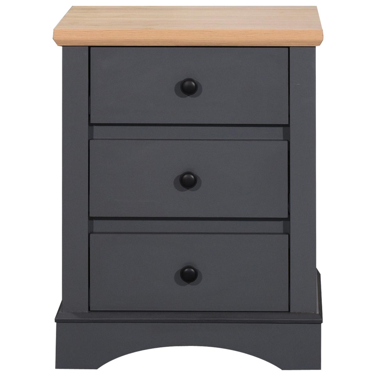 Carden Bedside Table With Three Drawers - Dark Grey – image 2