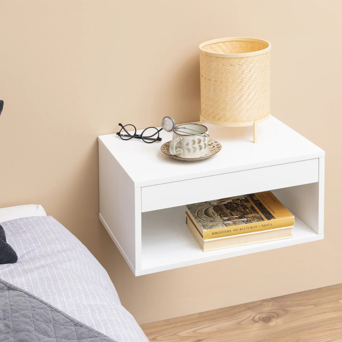 Cholet Square Bedside Table 1 Drawer - White – image 2