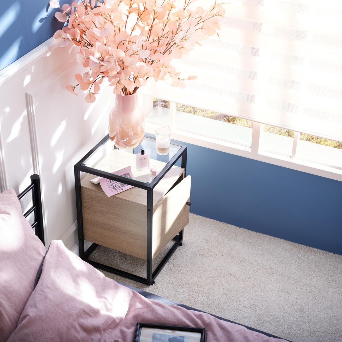 Nightstand Dudley With 3 Shelves And Magnetic Door - Industrial Dark – image 2