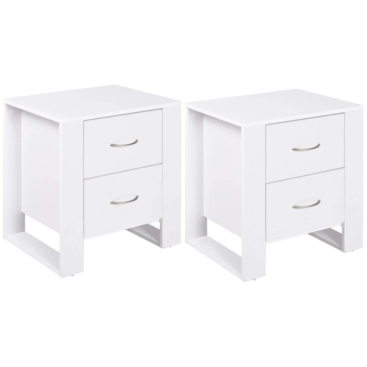Sovise Set of 2 White Wooden Bedside Tables with 2 Drawers – image 2