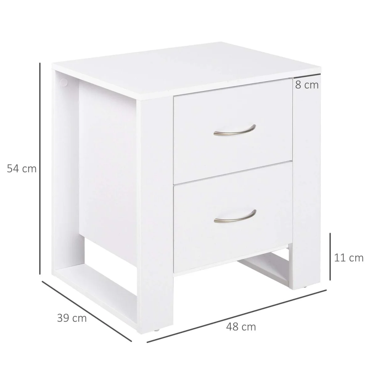 Sovise Set of 2 White Wooden Bedside Tables with 2 Drawers – image 3