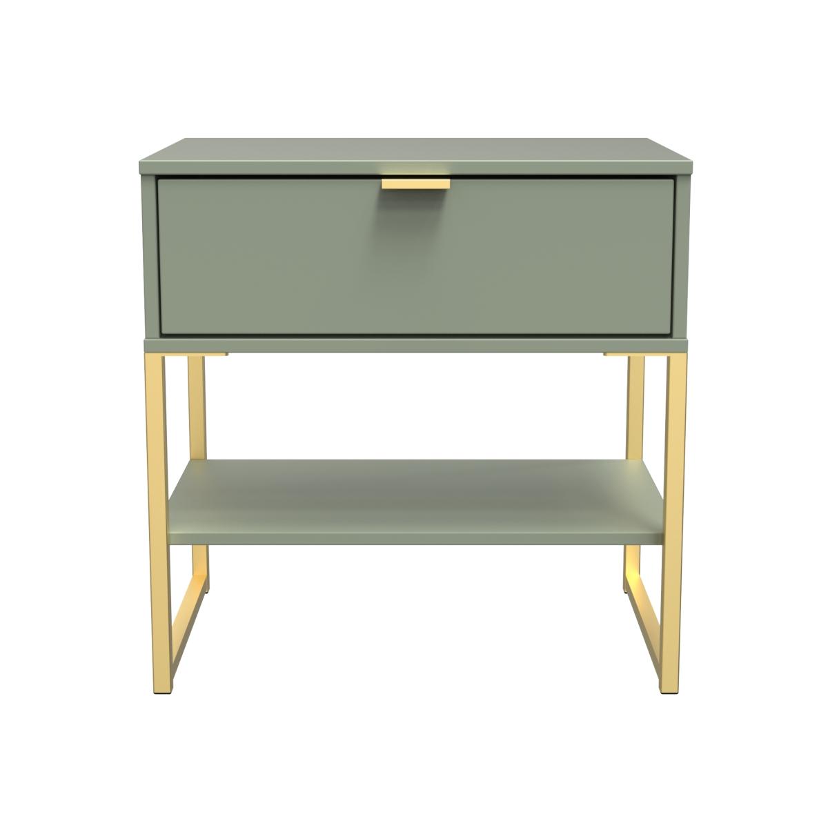 Diego Ready Assembled Single 1 Drawer Bedside Cabinet (Diego) - Reed Green