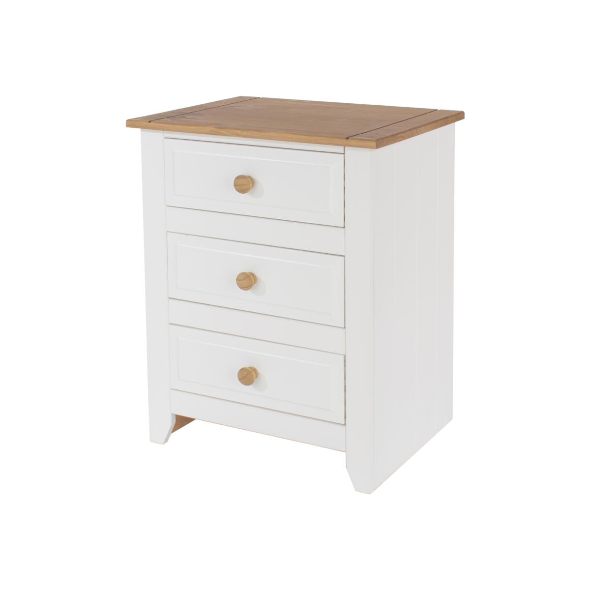 Capri Three Drawer Bedside Cabinet - White