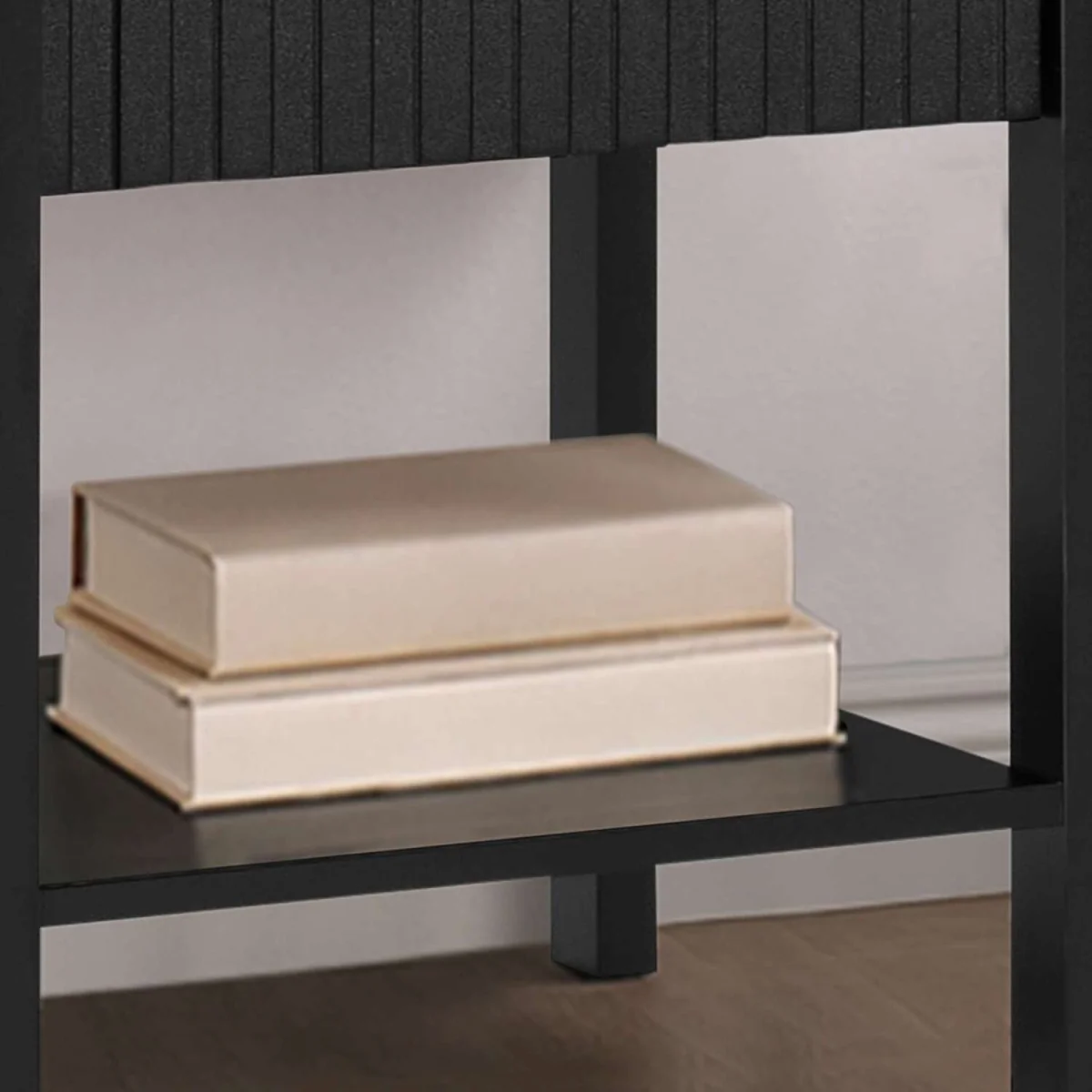 Pair of Axis 1 Drawer Fluted Bedside Cabinet Chest Table Black - Black – image 4