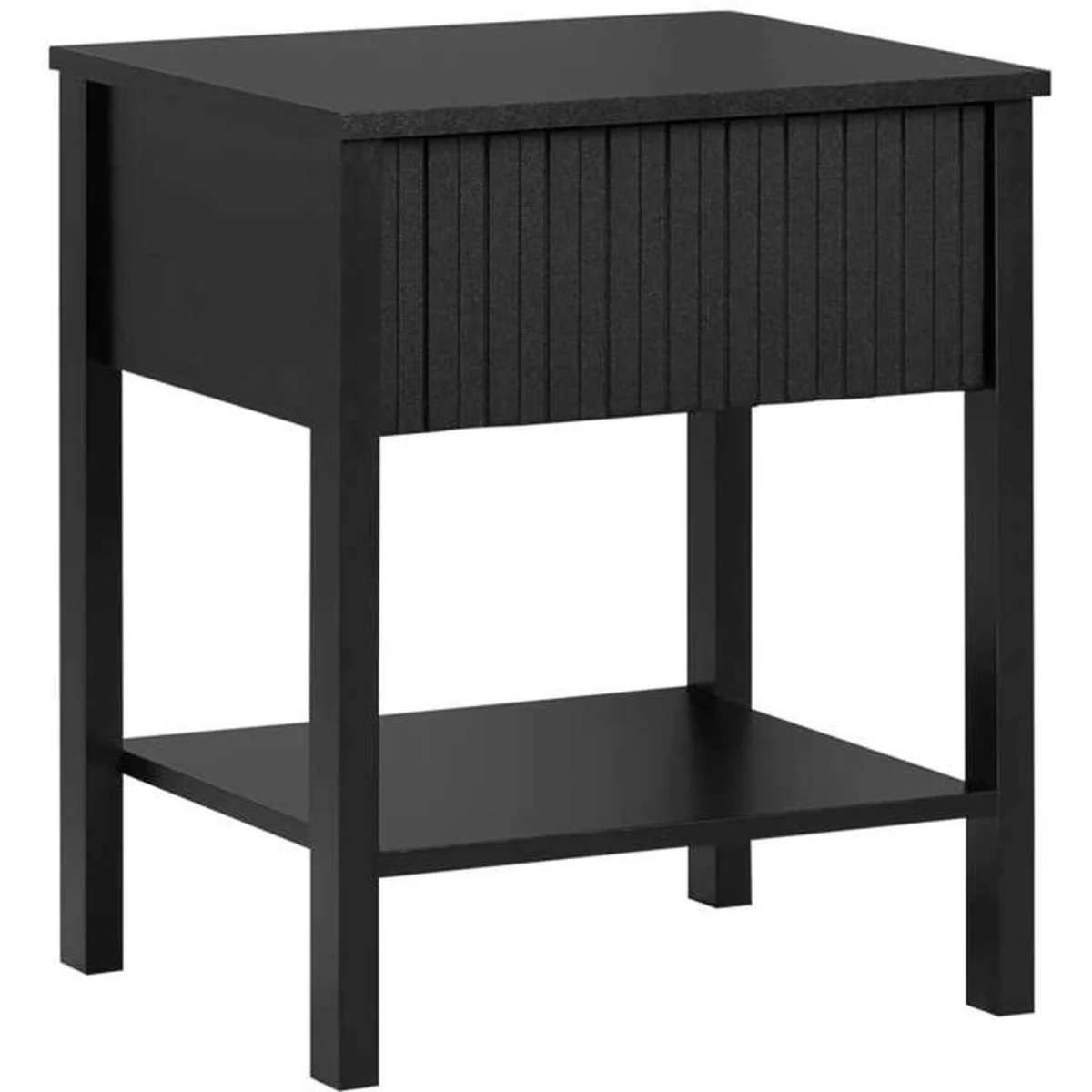 Pair of Axis 1 Drawer Fluted Bedside Cabinet Chest Table Black - Black – image 6