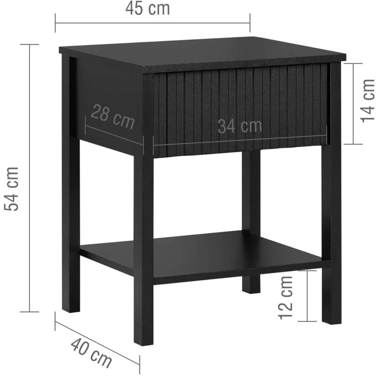 Pair of Axis 1 Drawer Fluted Bedside Cabinet Chest Table Black - Black – image 8