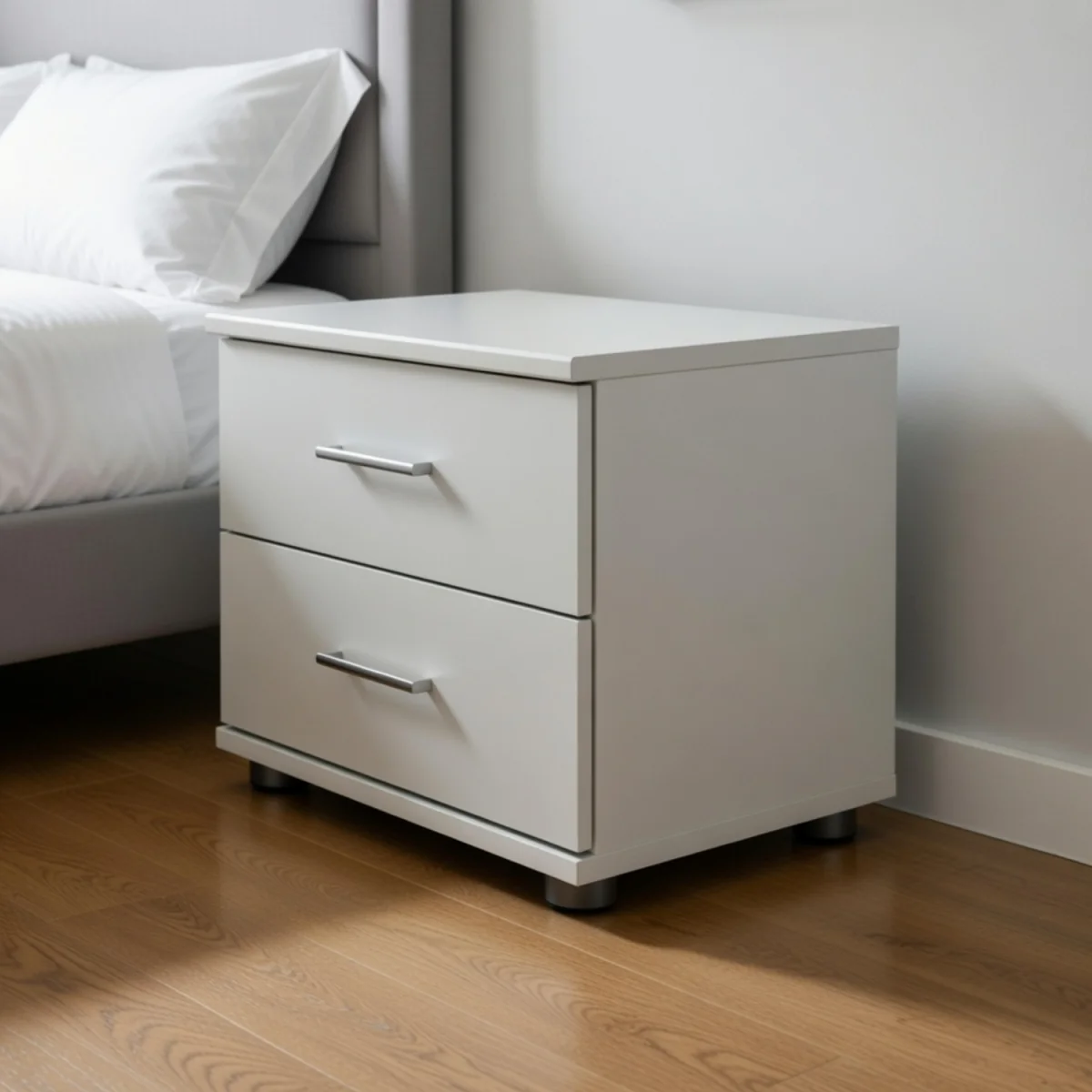 Davos White 2 Drawer Bedside Cabinet - White – image 2