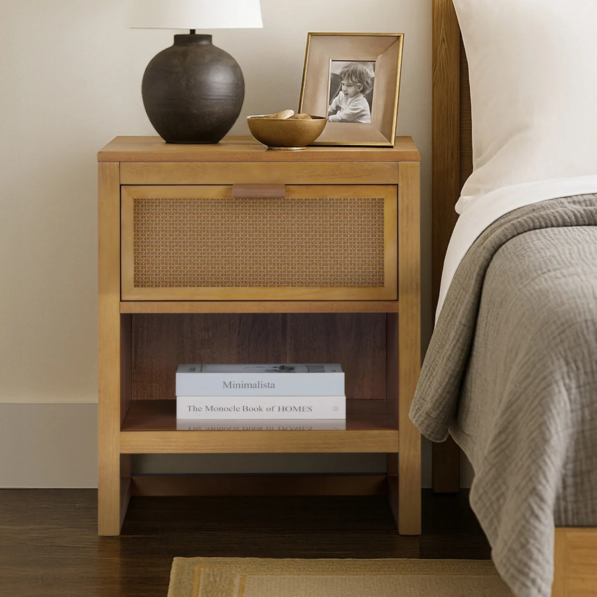 Hatteras Bedside Table with Drawer and Open Shelf - Natural – image 3