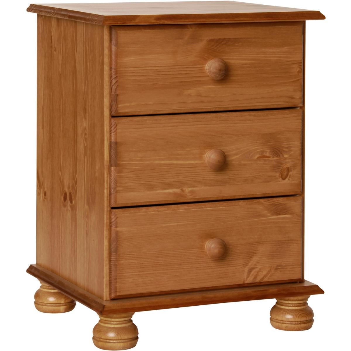 Cecilia Three Drawer Bedside - Pine – image 2