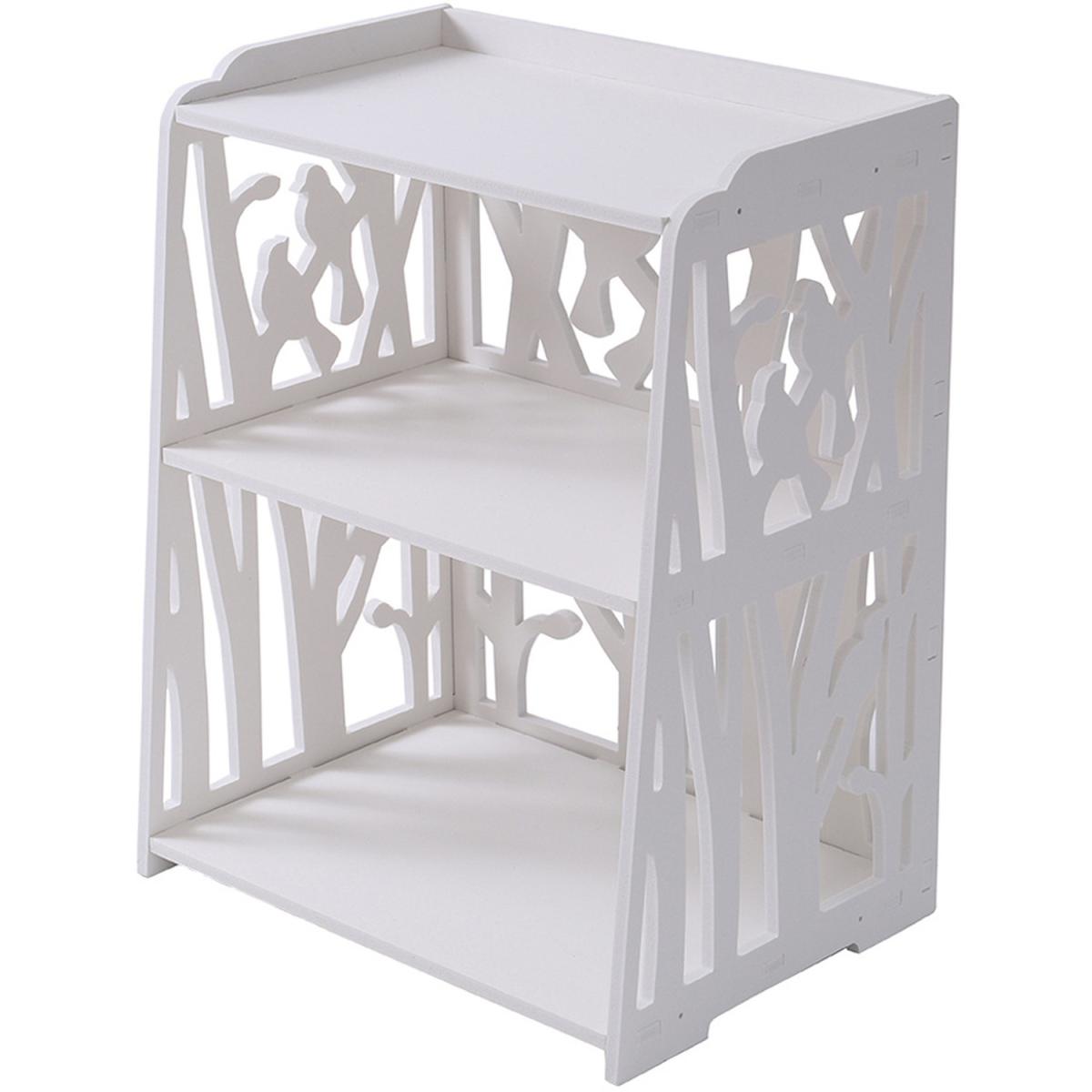 Bedside Cabinet Nightstand Storage 3 Tier Shelving Racks - White – image 3
