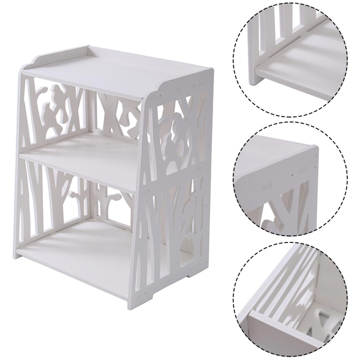 Bedside Cabinet Nightstand Storage 3 Tier Shelving Racks - White – image 5
