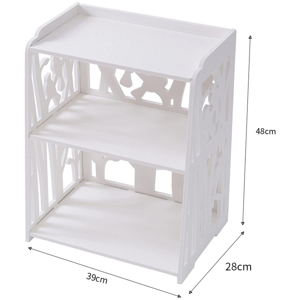 Bedside Cabinet Nightstand Storage 3 Tier Shelving Racks - White – image 7