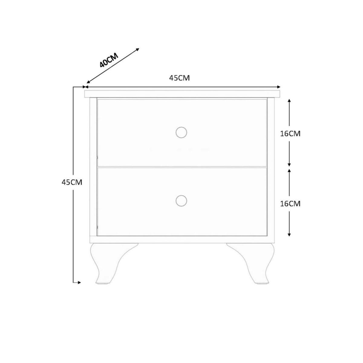 GISELLE 2 Drawer White Bedside Table - White – image 2