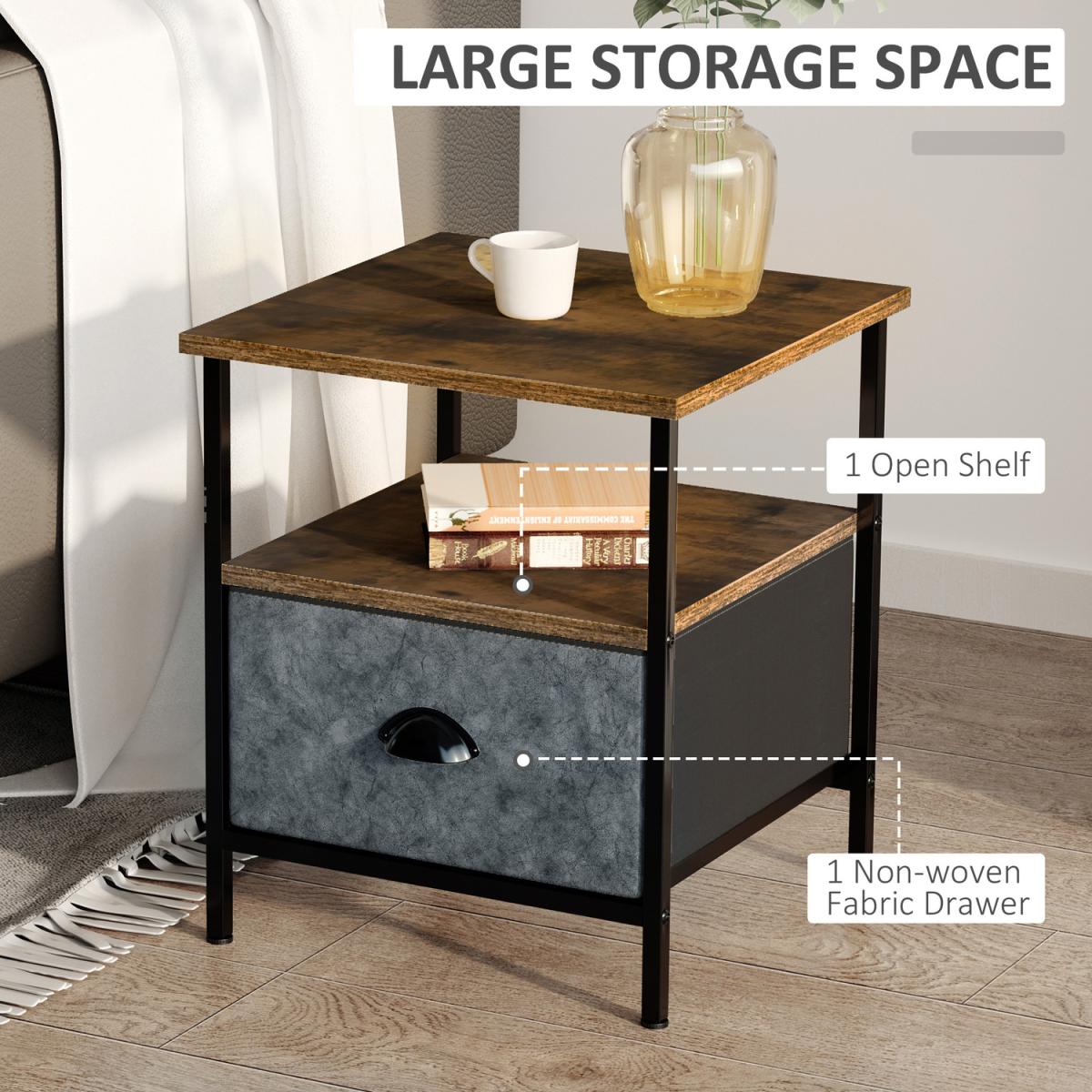 Industrial Side Table End Table - Rustic Brown – image 3