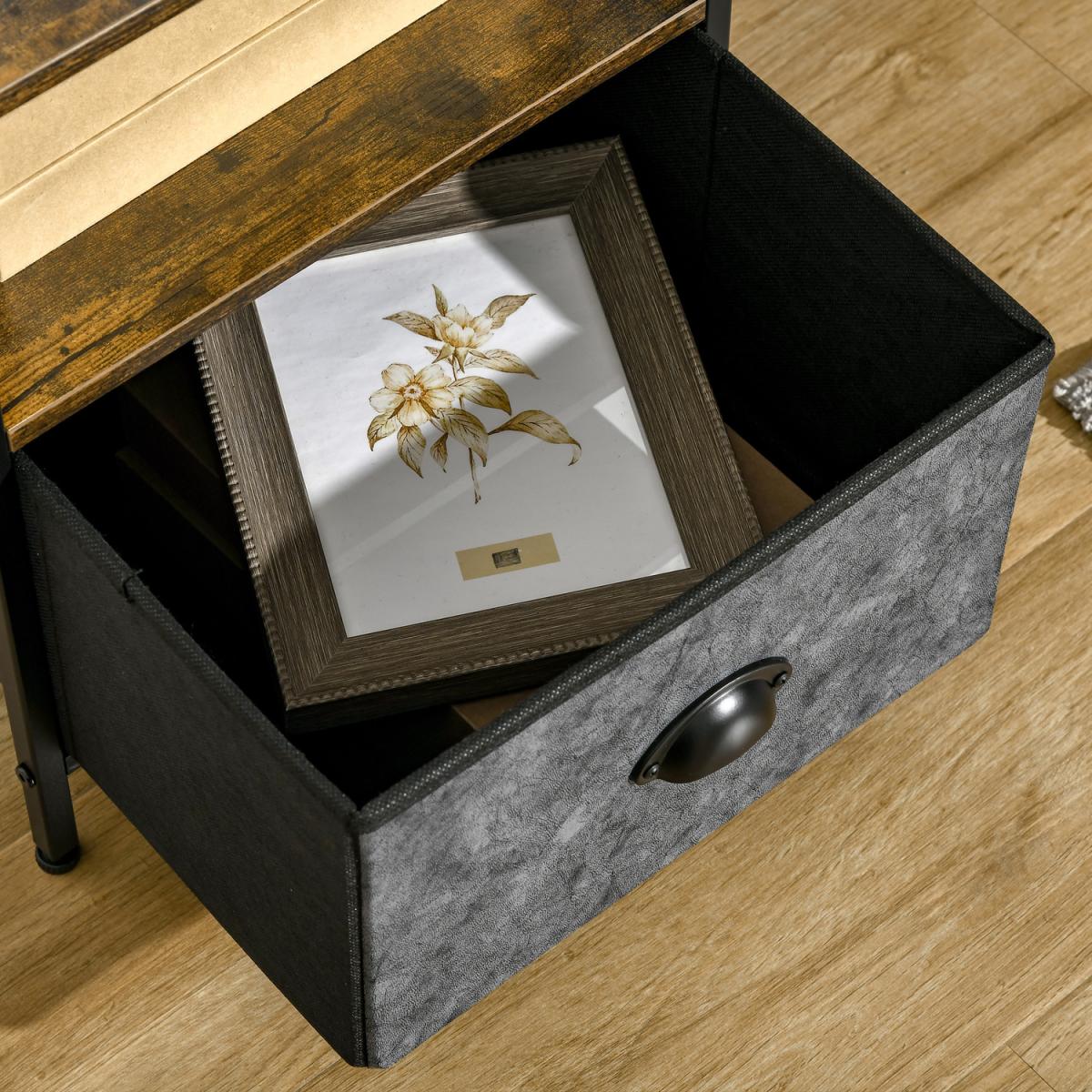 Industrial Side Table End Table - Rustic Brown – image 7