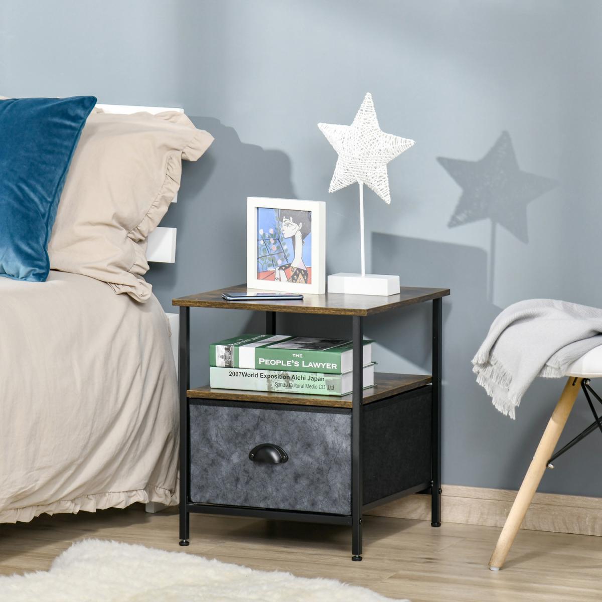 Industrial Side Table End Table - Rustic Brown – image 1