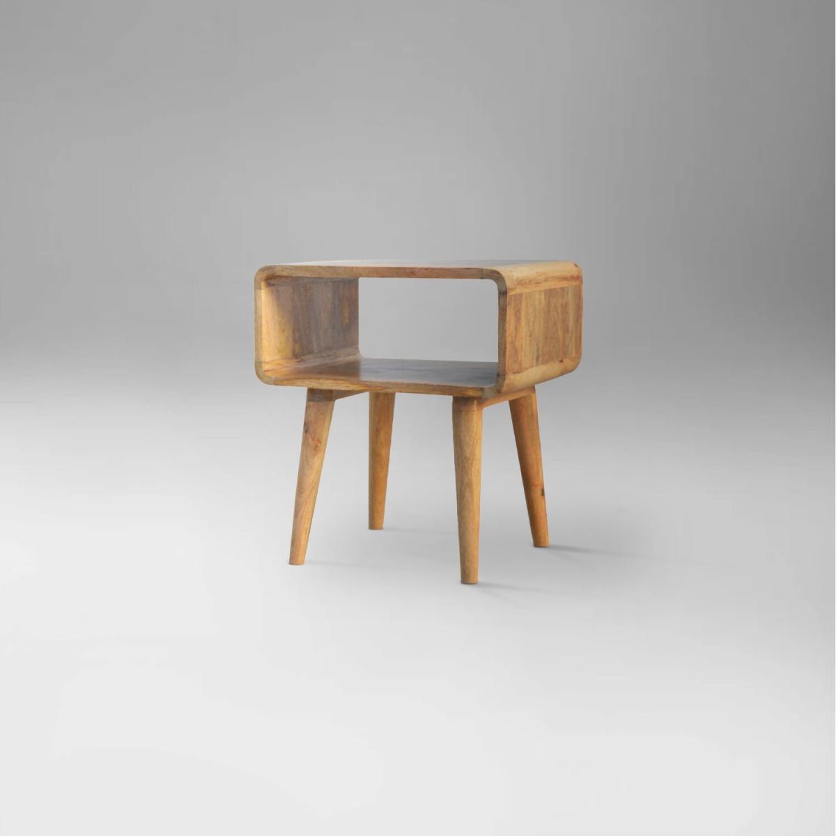 Scandi Curved Open Design Bedside Table - Sidecar – image 3