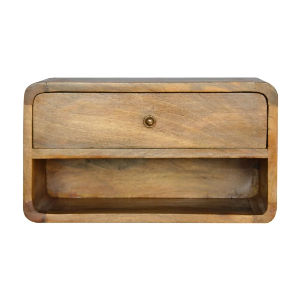 Perugia Floating Bedside Table Wall Mounted Solid Mango Wood ish Matt Finish - Brown – image 2