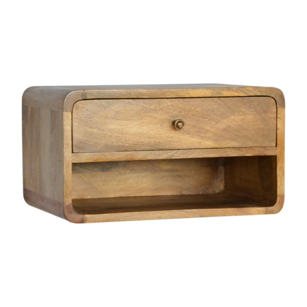 Perugia Floating Bedside Table Wall Mounted Solid Mango Wood ish Matt Finish - Brown – image 3
