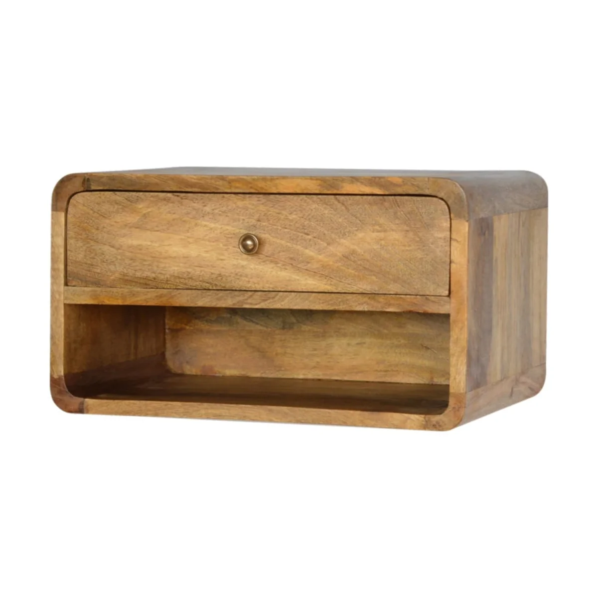 Perugia Floating Bedside Table Wall Mounted Solid Mango Wood ish Matt Finish - Brown – image 4