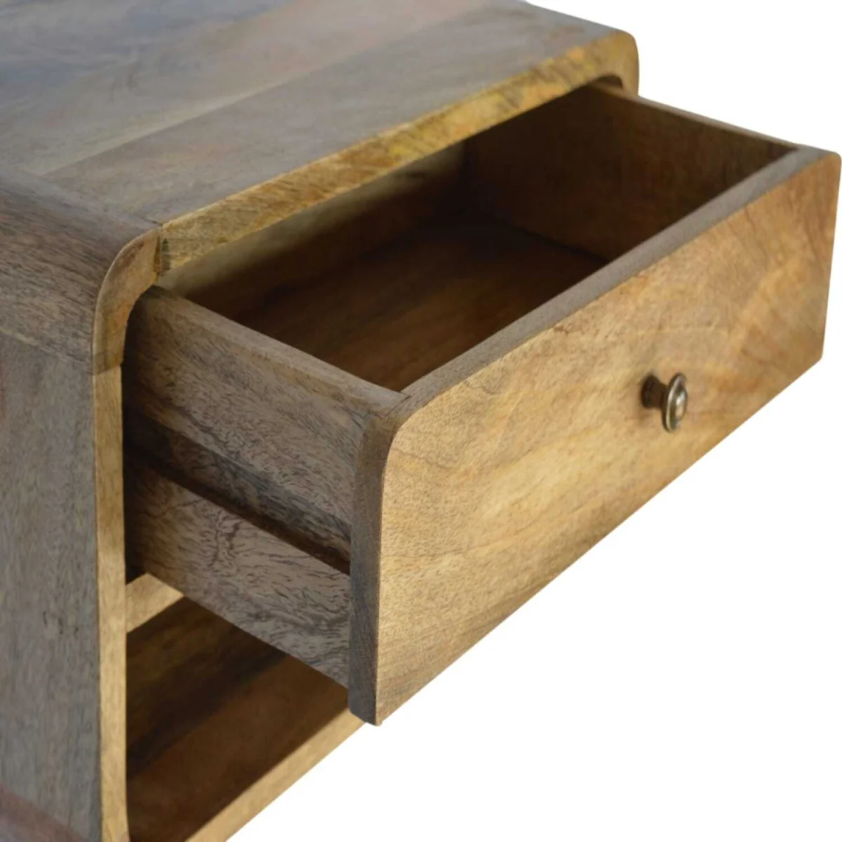 Perugia Floating Bedside Table Wall Mounted Solid Mango Wood ish Matt Finish - Brown – image 5