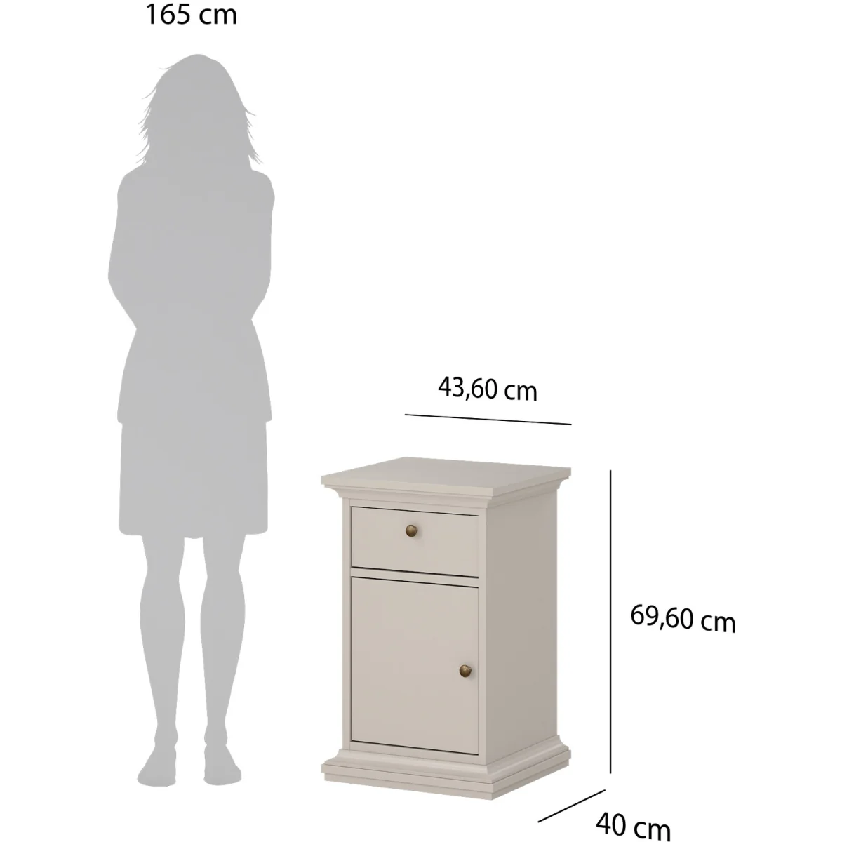 Paris Nightstand 1 door 1 Drawer in Cashmere - Cashmere – image 11