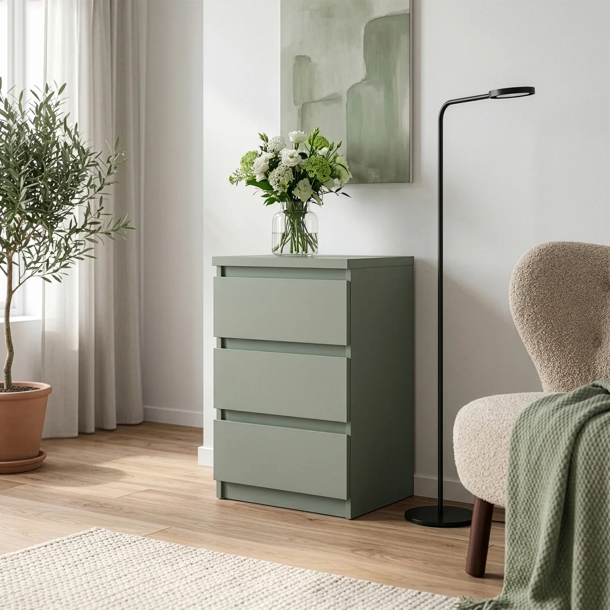 Edmore 3 Drawer Bedside Chest - Light Grey – image 15