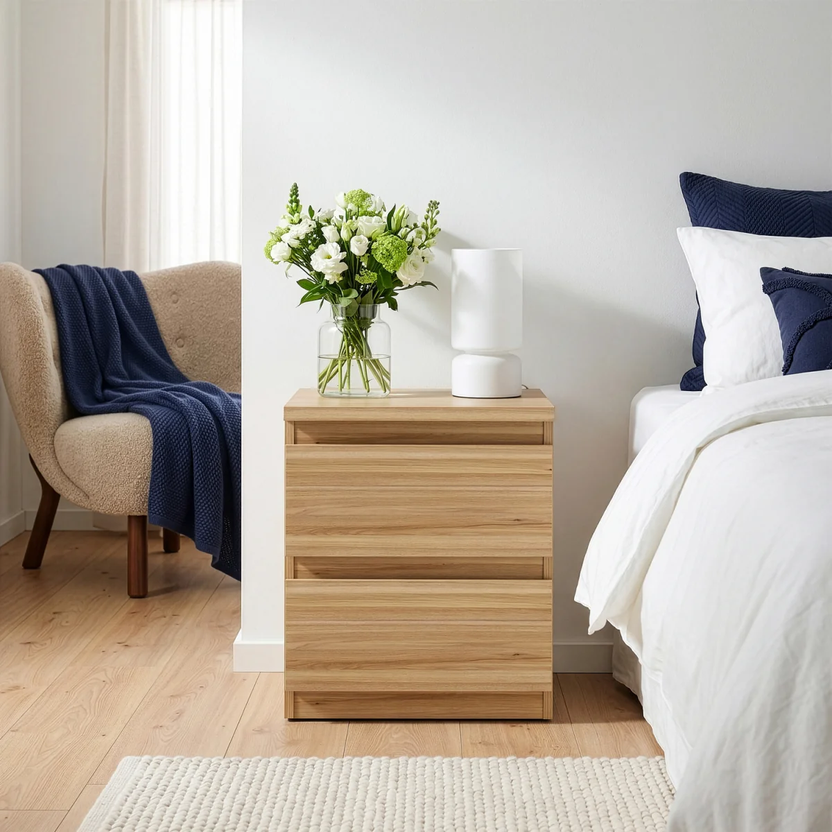 Edmore 3 Drawer Bedside Chest - Light Grey – image 3