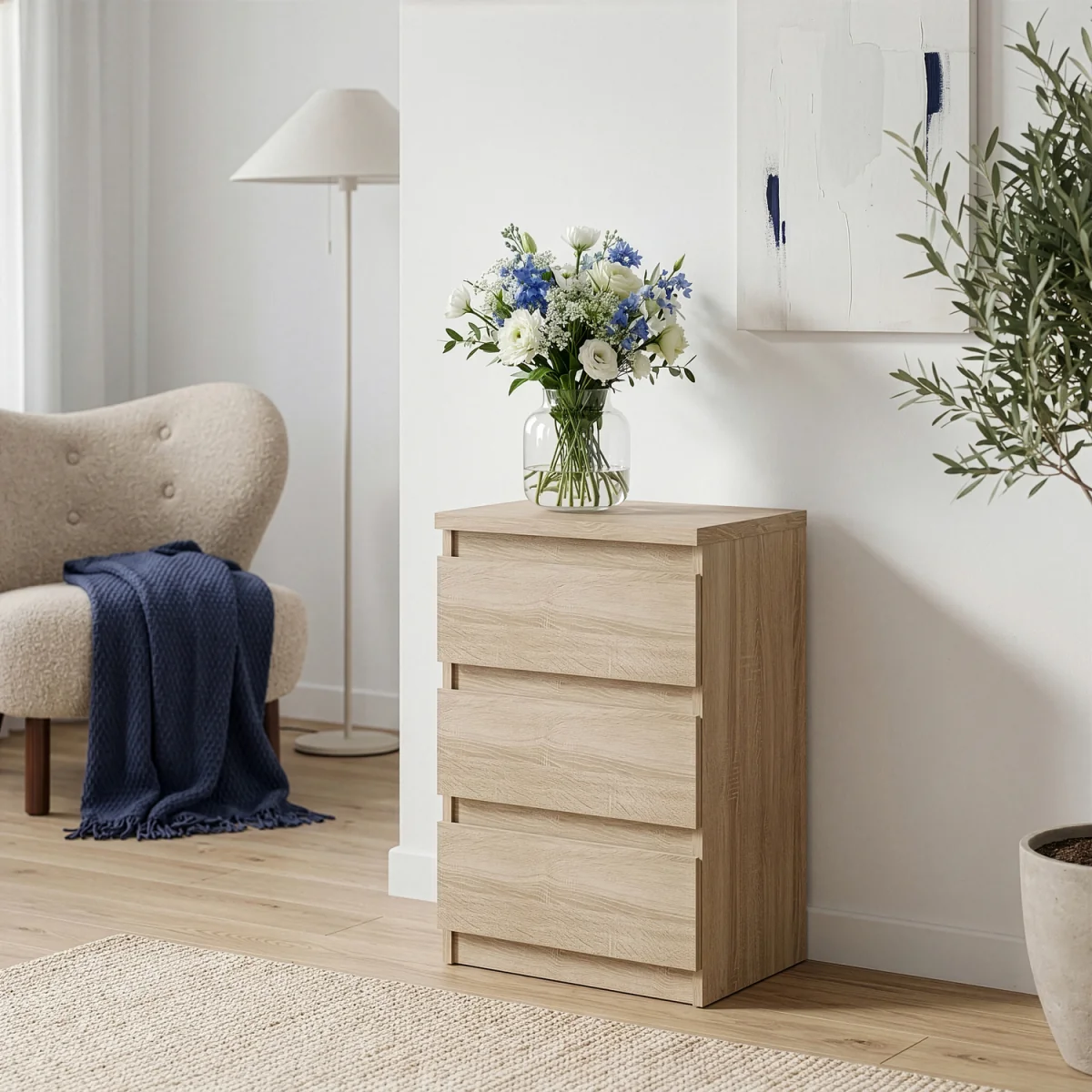 Edmore 3 Drawer Bedside Chest - Light Grey – image 10