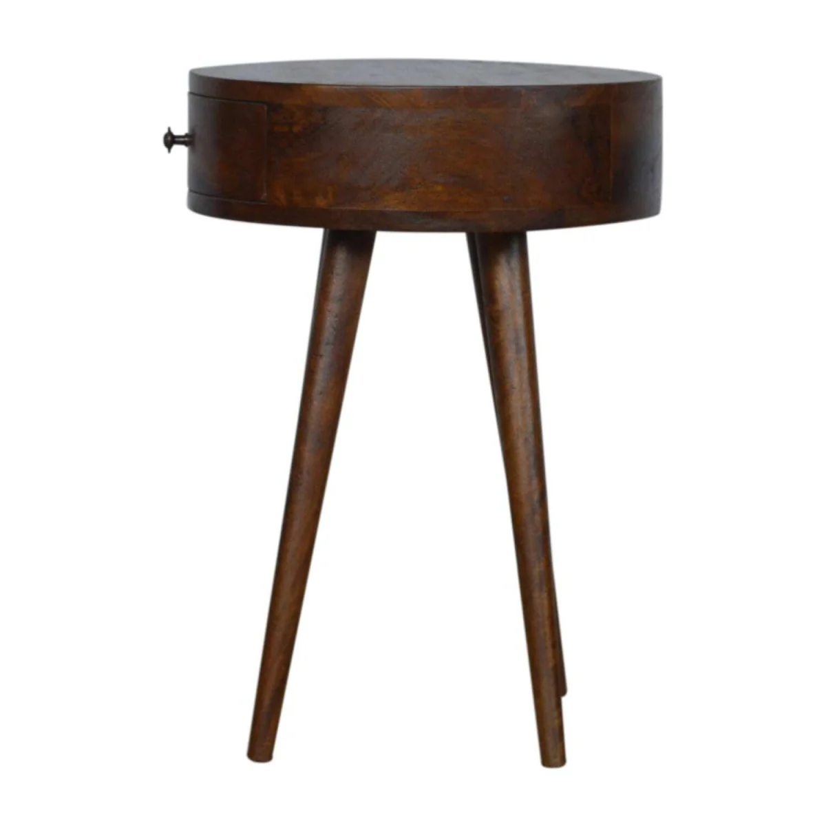 Shoreham Chestnut Round Mango Wood Bedside Table with Drawer - Brown – image 4