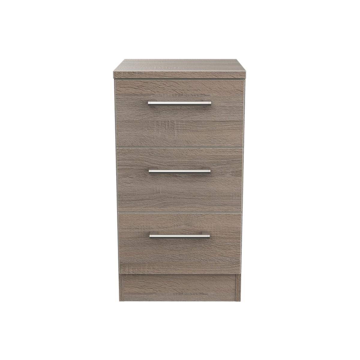 Devon 3 Drawer Bedside Cabinet Darkolino (Dark Oak) - Darkolino (Dark Oak)