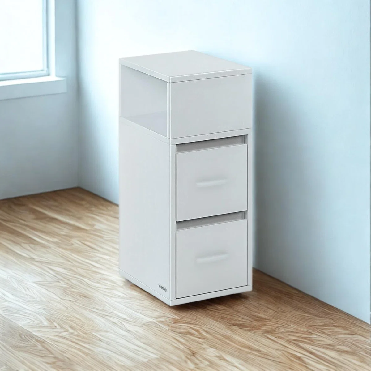 Square Bedside Table with Storage - White