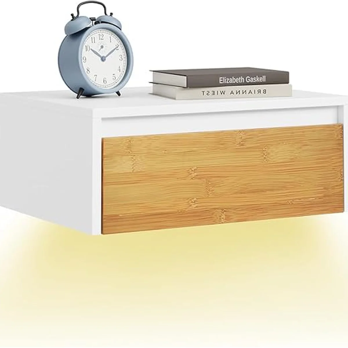 Floating Wall Mounted Bedside Table with Motion Sensor Light - White – image 2