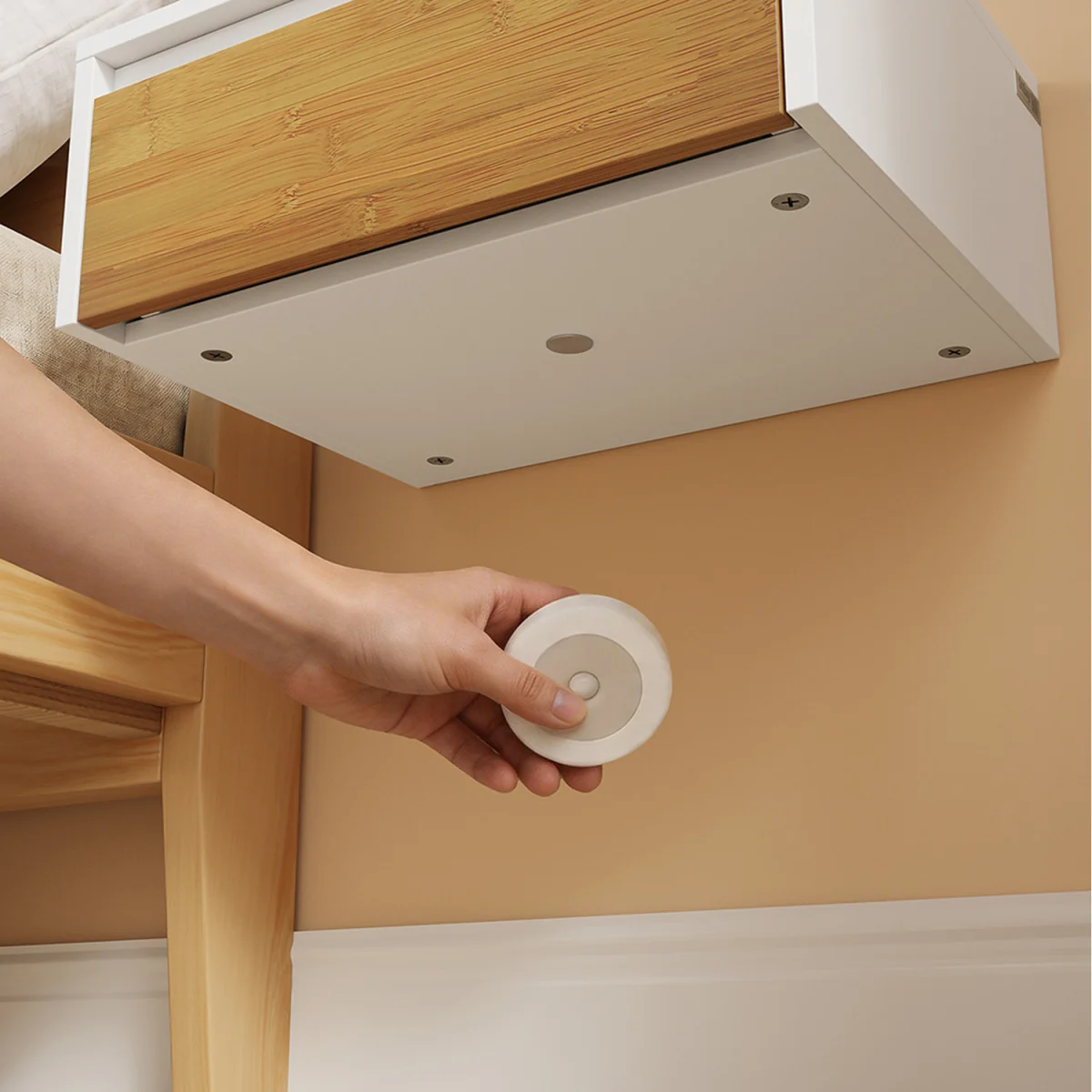 Floating Wall Mounted Bedside Table with Motion Sensor Light - White – image 6