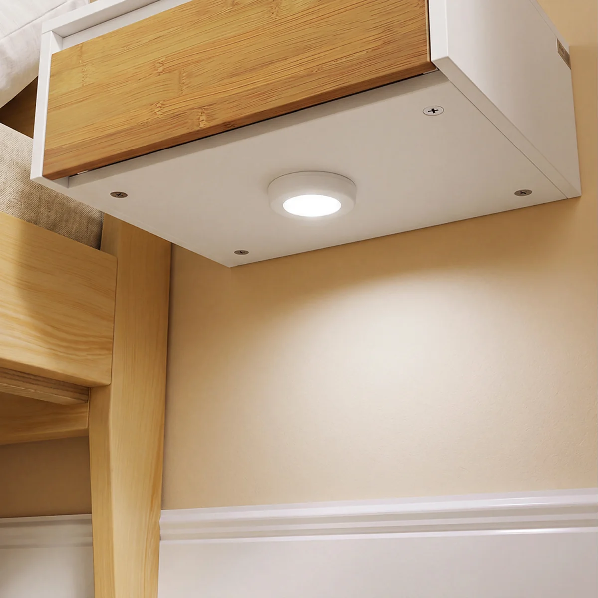 Floating Wall Mounted Bedside Table with Motion Sensor Light - White – image 7