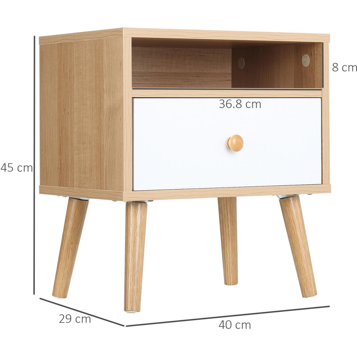 Modern Bedside Table with Drawer and Shelf - Natural – image 2