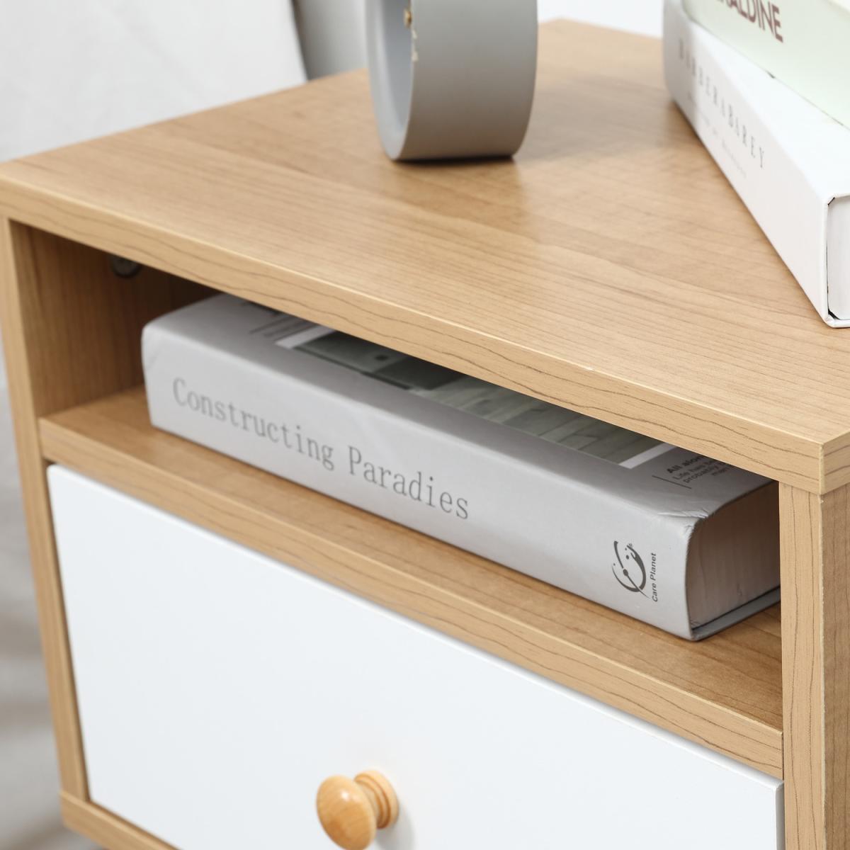 Modern Bedside Table with Drawer and Shelf - Natural – image 7