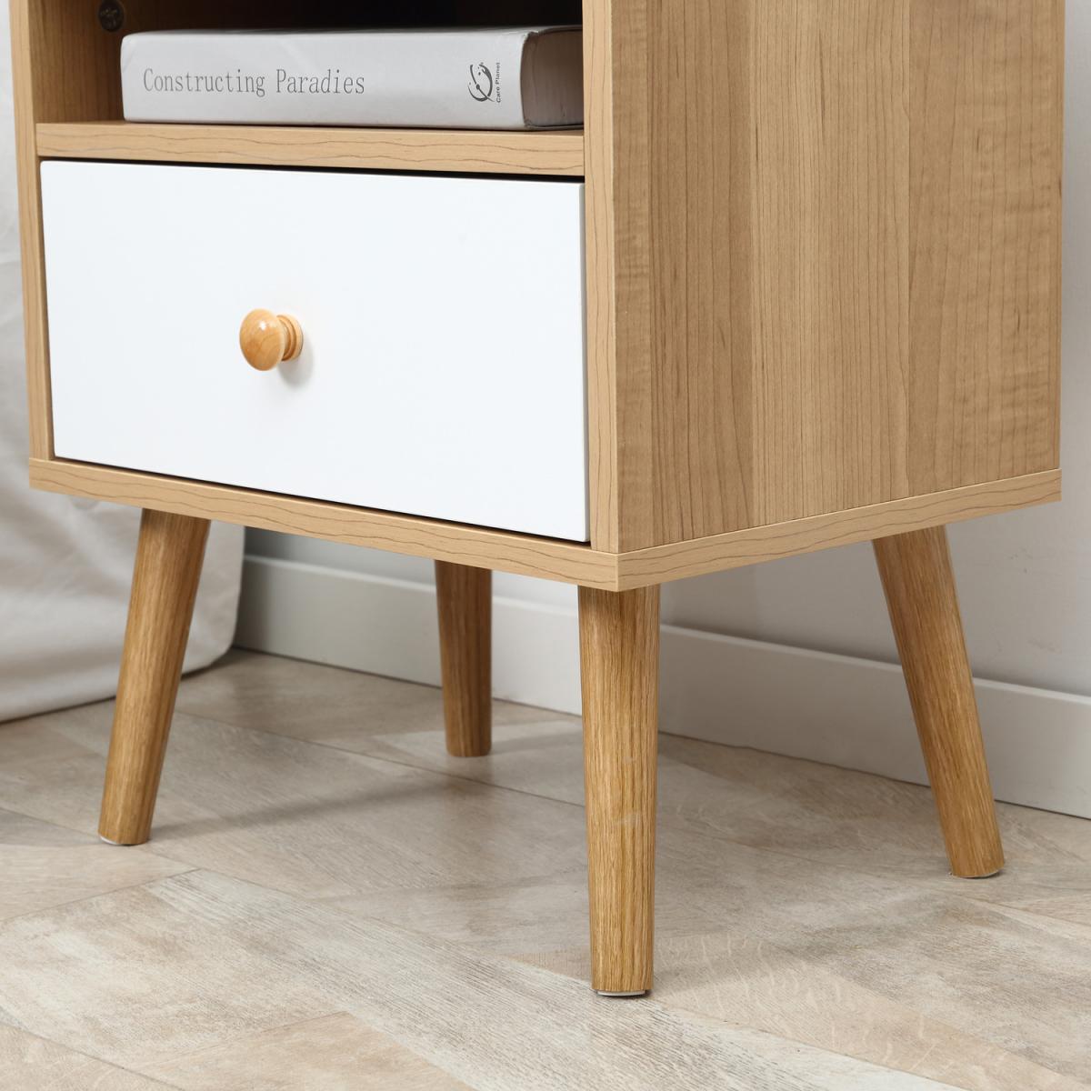 Modern Bedside Table with Drawer and Shelf - Natural – image 8