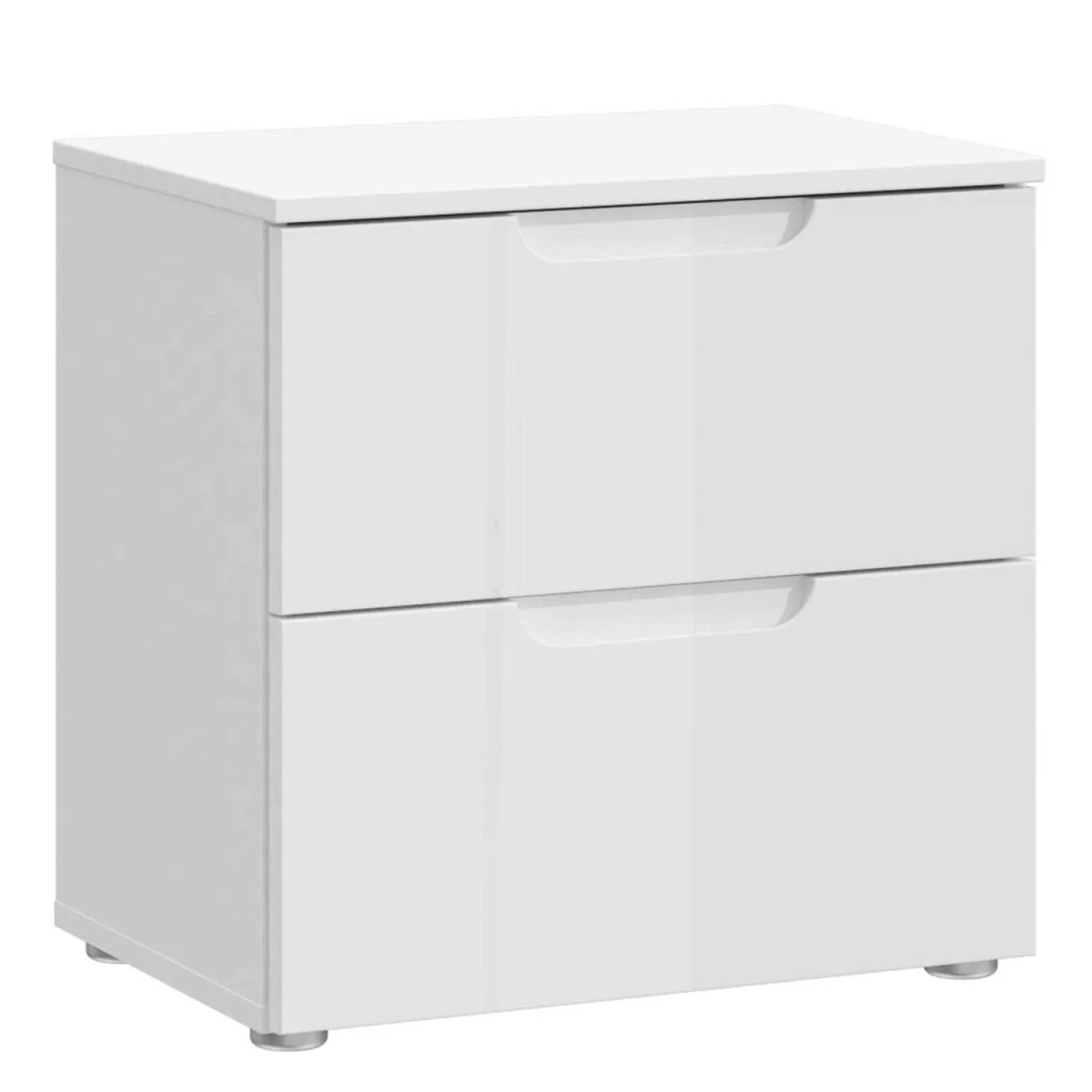 Leipzig White Gloss Bedside Table, 2 Drawers - White – image 3